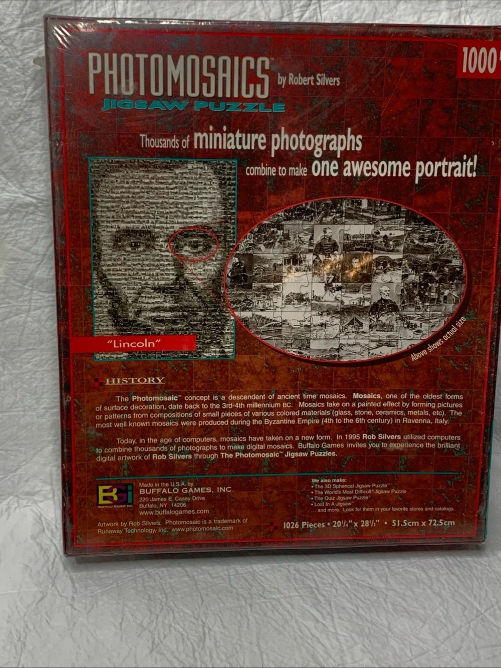 Abraham Lincoln Photomosaics 1000 Piece Jigsaw Puzzle Robert Silvers NEW Sealed!